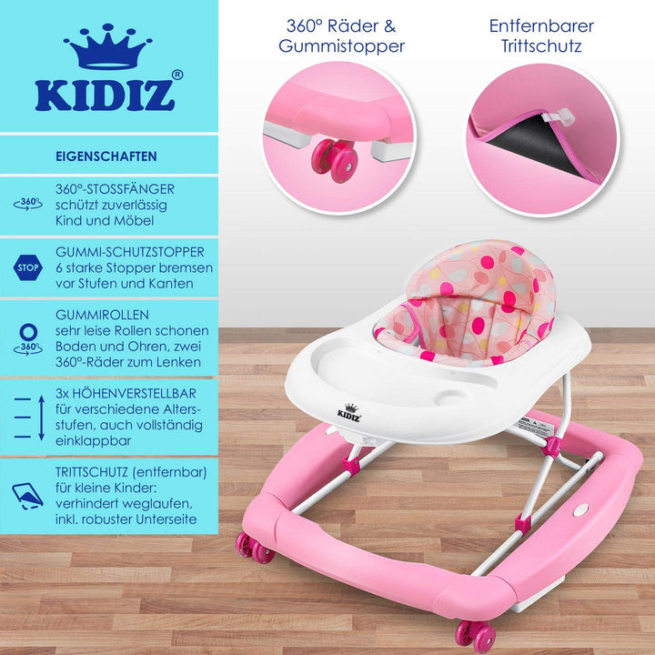 KIDIZ® 4in1 Lauflernhilfe Babywalker Spiel- und Lauflernwagen Gehfrei Schaukelfunktion Babywippe mit