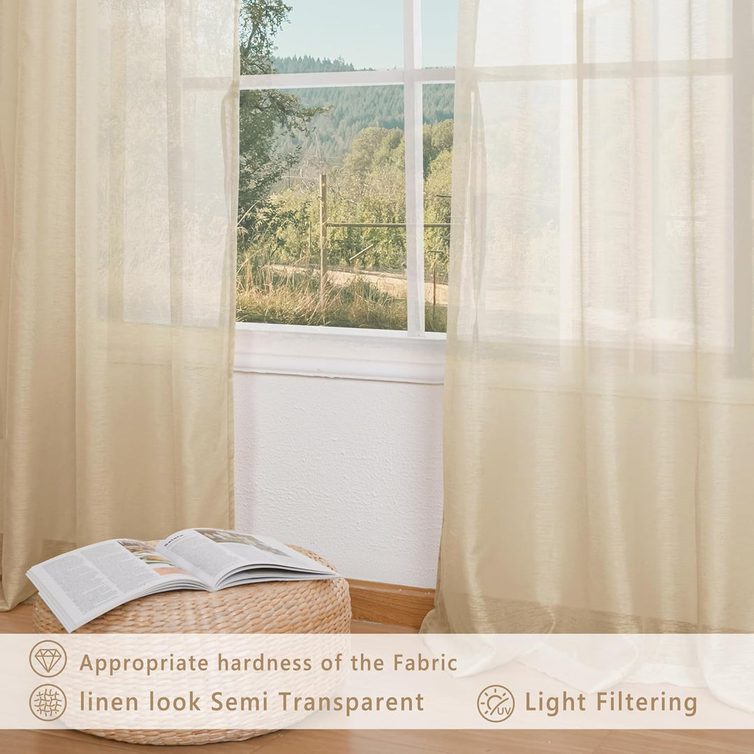 Hiasan 2er Set Sheer Voile gardinen vorhänge gardine Wohnzimmer mit Kräuselband Curtains scheibengar