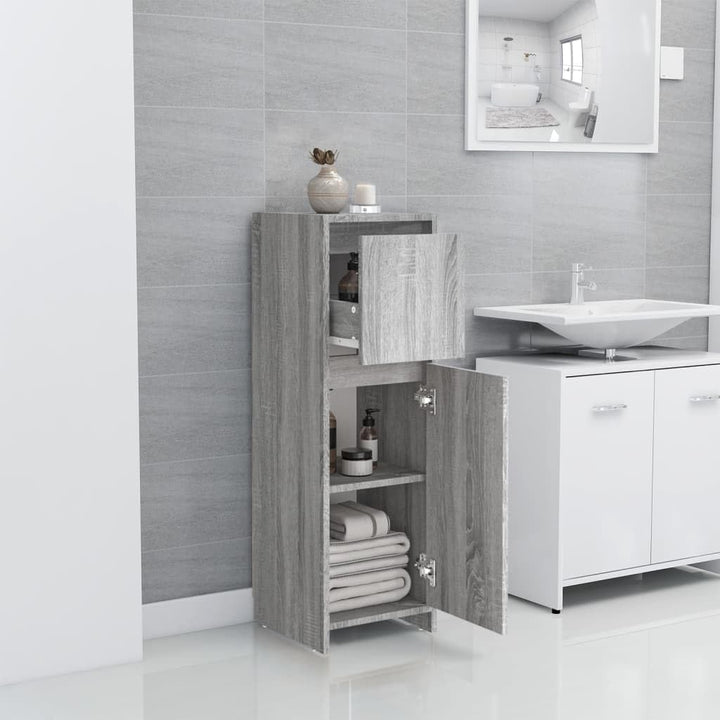 vidaXL Badschrank Grau Sonoma 30x30x95 cm Holzwerkstoff, Grau Sonoma