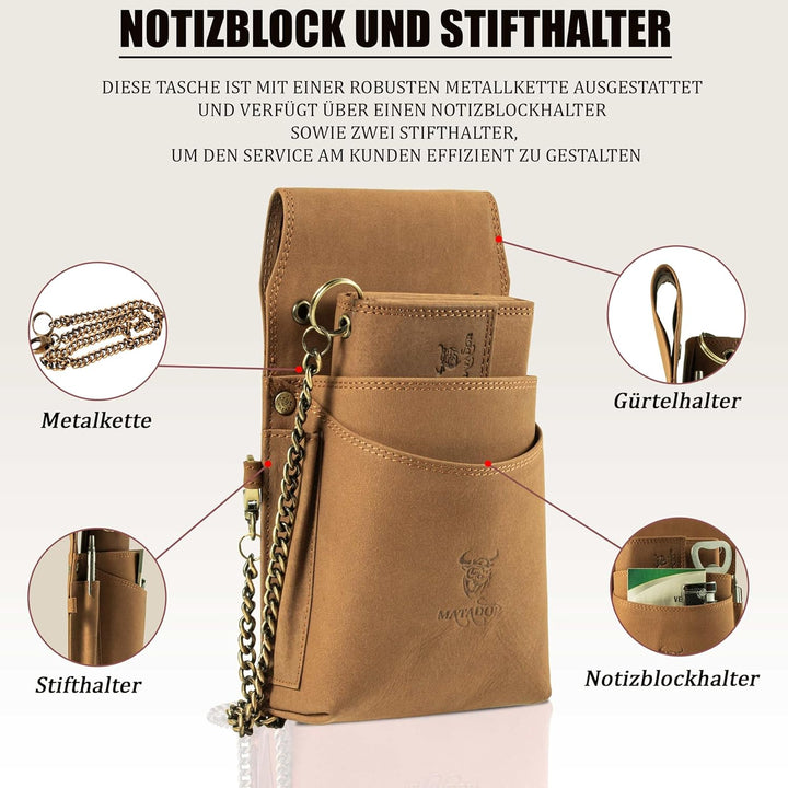 MATADOR Kellner Geldbörse Leder 'VICIO mit Kellnertasche Set | Kellnerportemonnaie Leder mit Kellner