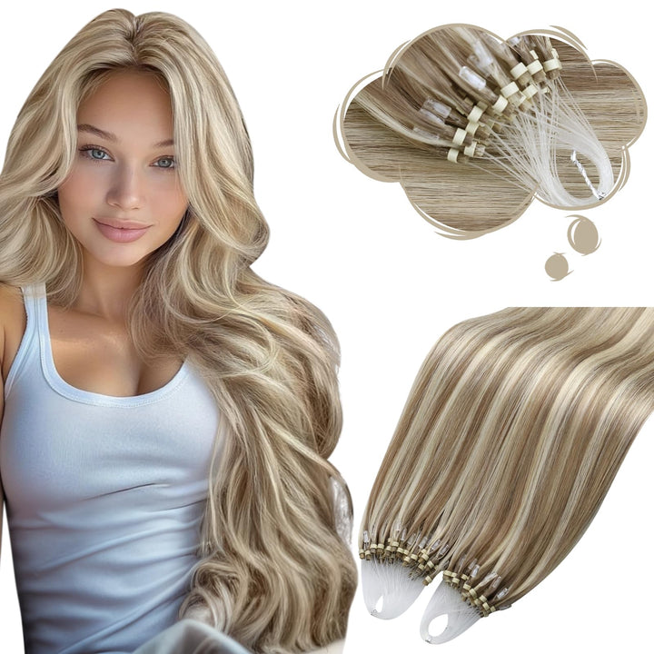 Moresoo Microring Extensions Echthaar Blond 1g Cold Fusion Micro Loop Extensions Echthaar Blond Strä
