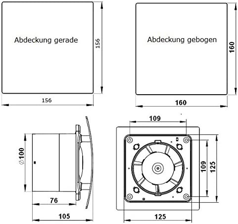 MKK - 18155-007 - DUO Design Badlüfter Wandlüfter Turbo Ventilator Rückstauklappe Kugellager Nachlau