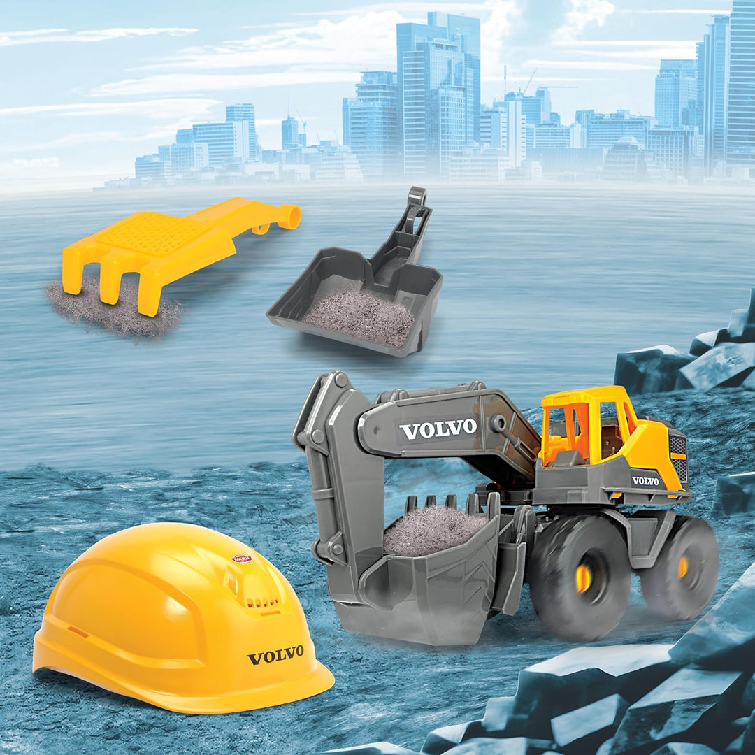 Dickie Toys - Volvo Baustellen-Set Tough Excavator (4-TLG.) - grosser Spielzeug-Bagger (26 cm) mit H