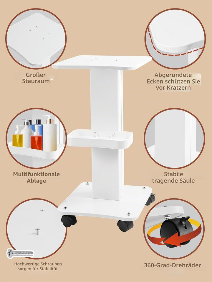 Kalolary Beauty Salon Trolley Tragbar Wagen mit Ablagefach & Universal Wheel Gerätewagen Friseur Rol