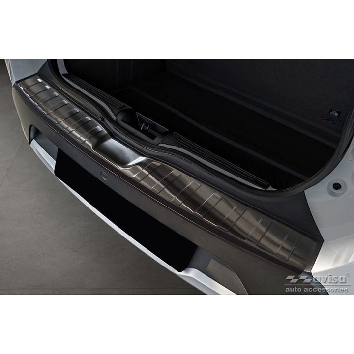 Avisa Schwarz Edelstahl Heckstossstangenschutz kompatibel mit Dacia Spring 2020- 'Ribs'