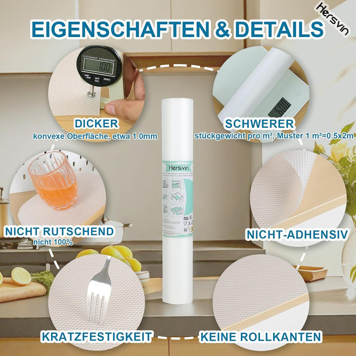 Hersvin Schubladenmatte 50cmx600cm Verdickt Schrankpapier Schubladeneinlage Eva Wasserfest Nicht Kle