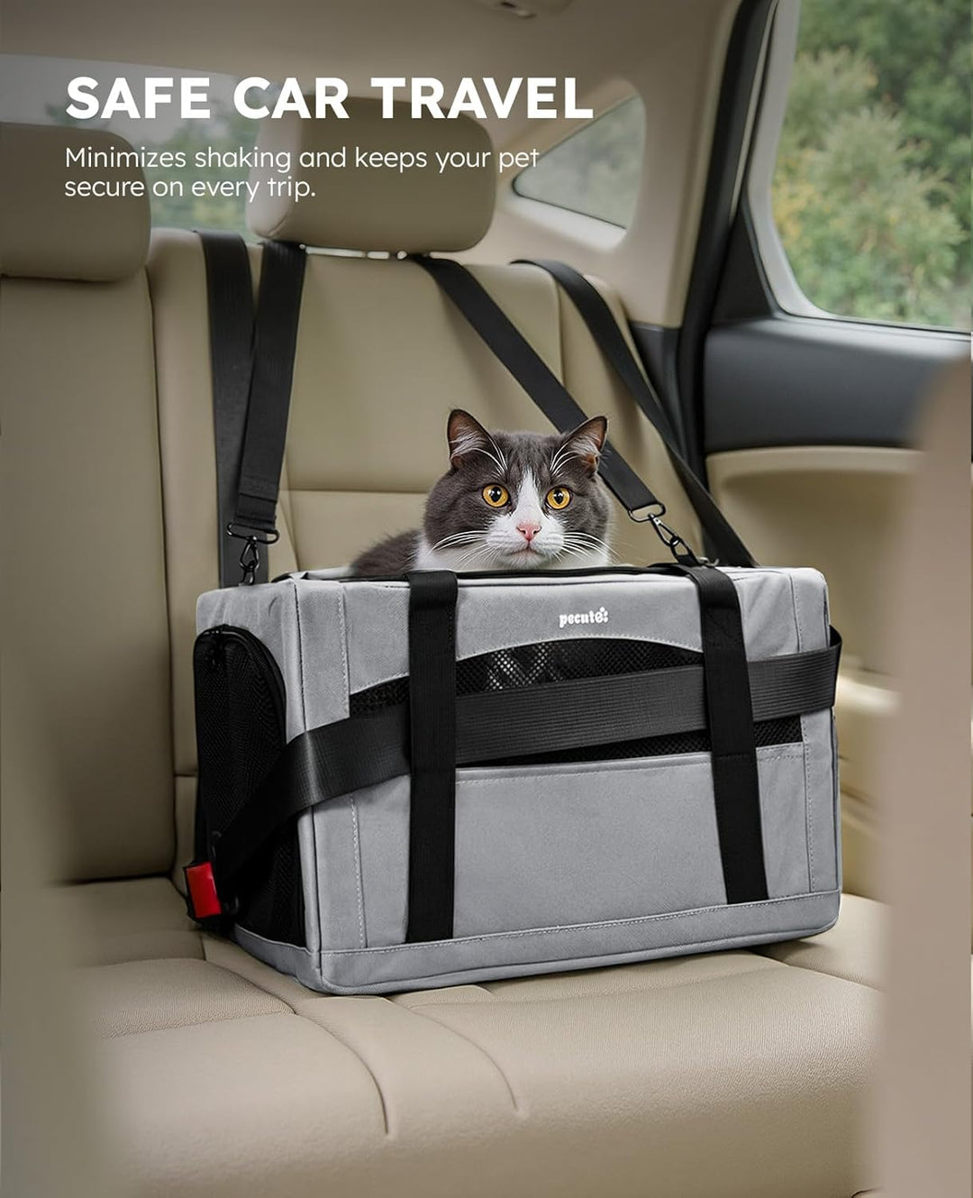 pecute Katzentasche Transporttasche Stabiler Halt Haustier Tragetasche, Transportbox Katze Leicht, F
