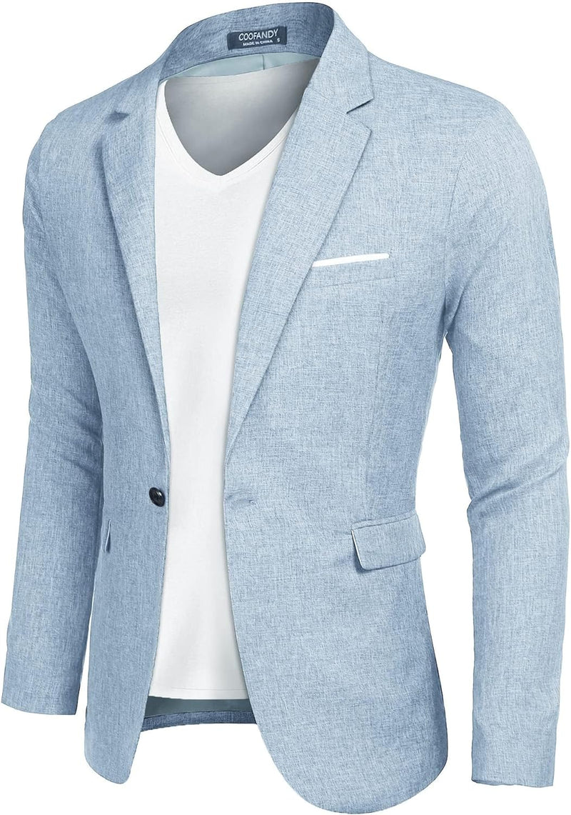 COOFANDY Herren Anzugjacke Sakko Sportlich Freizeit Blazer Regular Fit Männer Anzug EIN Knopf Busine