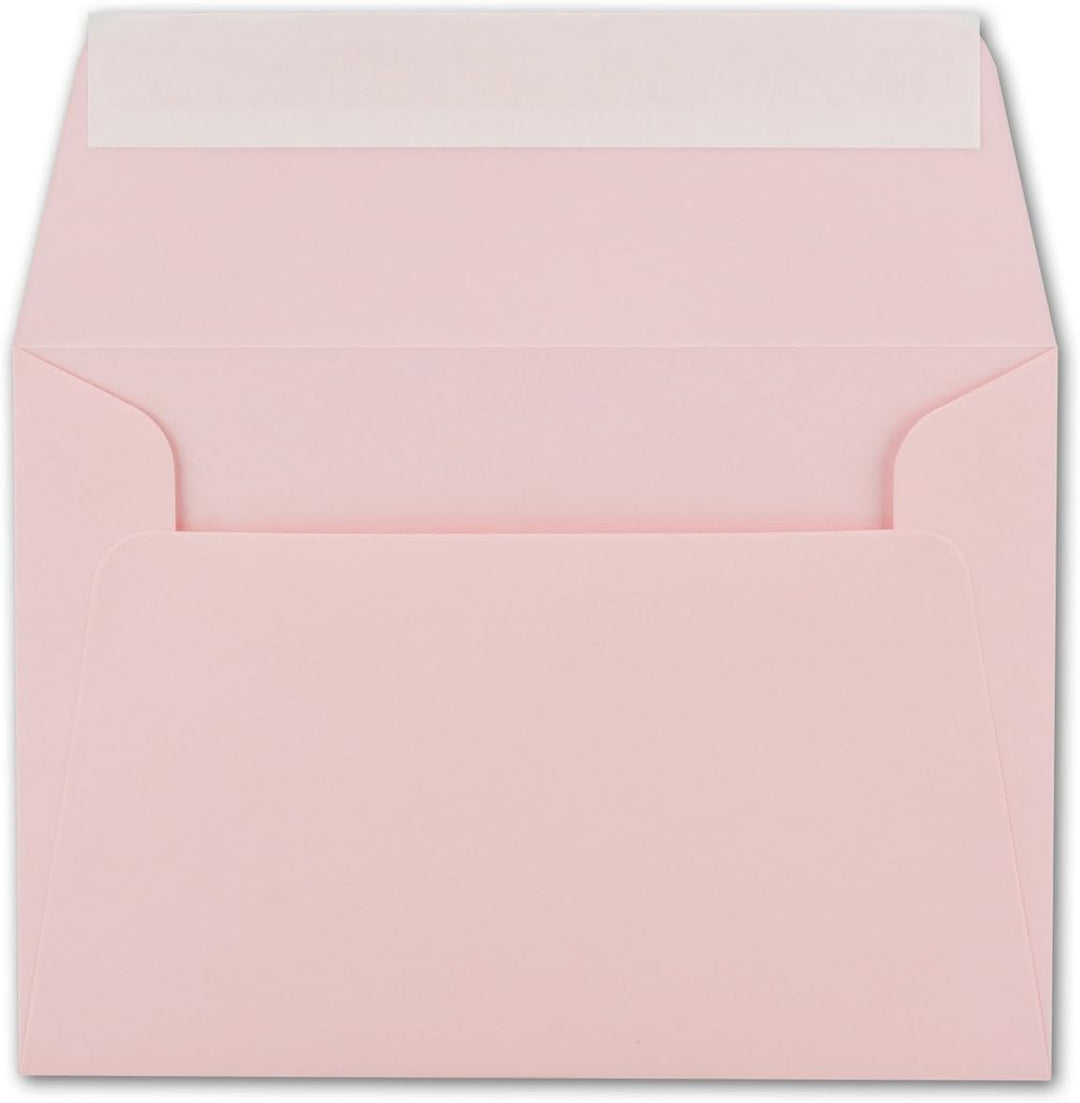 200x Brief-Umschläge B6 - Rosa - 12,5 x 17,5 cm - Haftklebung 120 g/m² - breite edle Verschluss-Lasc