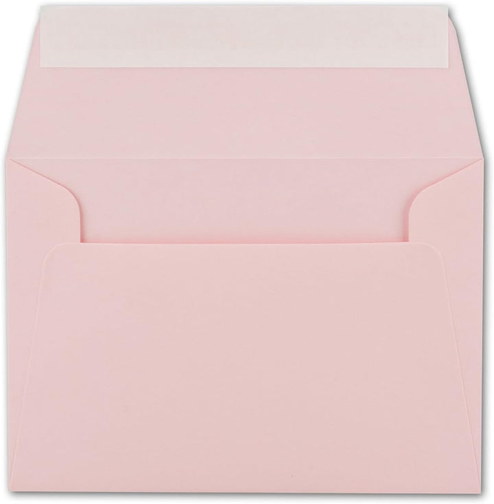 200x Brief-Umschläge B6 - Rosa - 12,5 x 17,5 cm - Haftklebung 120 g/m² - breite edle Verschluss-Lasc