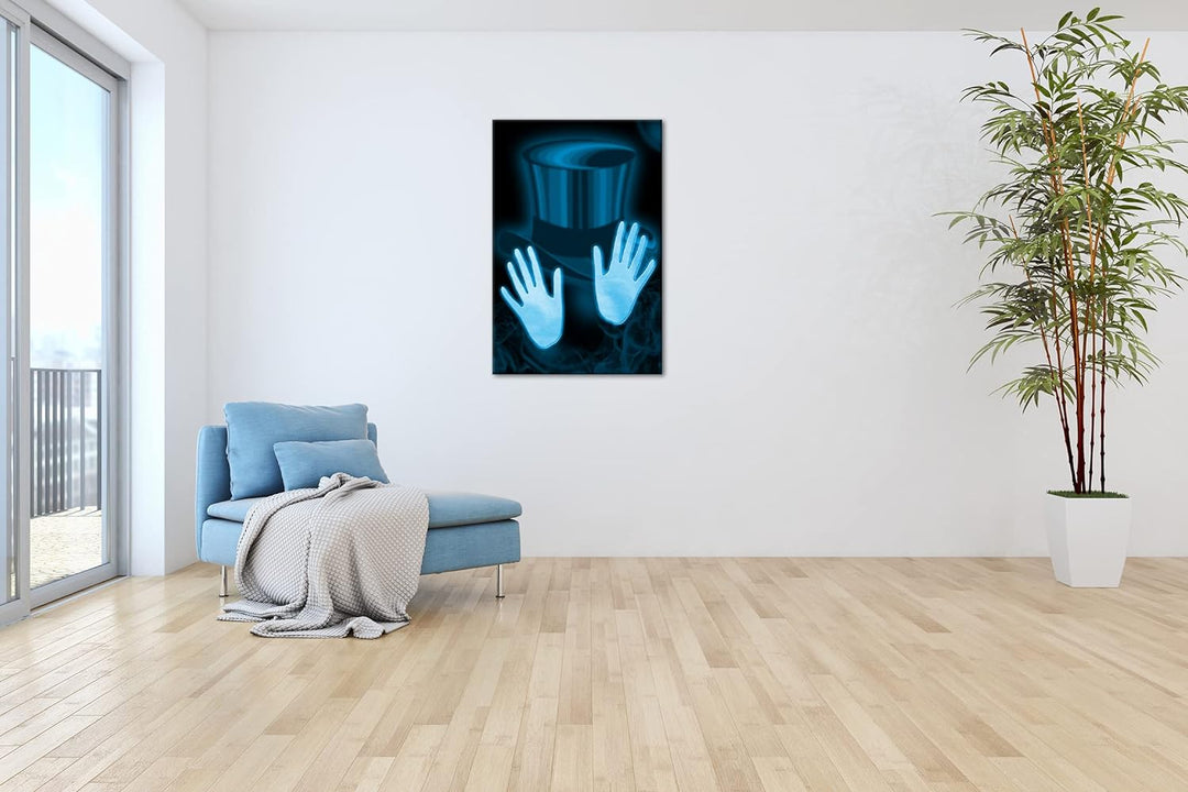 deyoli Zauberzylinder Format: 100x70 Effekt: Monocrome Blau als Leinwand, Motiv fertig gerahmt auf E