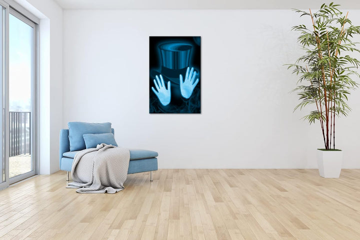 deyoli Zauberzylinder Format: 100x70 Effekt: Monocrome Blau als Leinwand, Motiv fertig gerahmt auf E