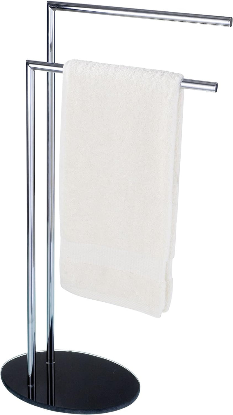 Wenko 18561100 Handtuch- und Kleiderständer Scopello - 2 Arme, Chrom, Glas, 49 x 82 x 23.5 cm, Chrom