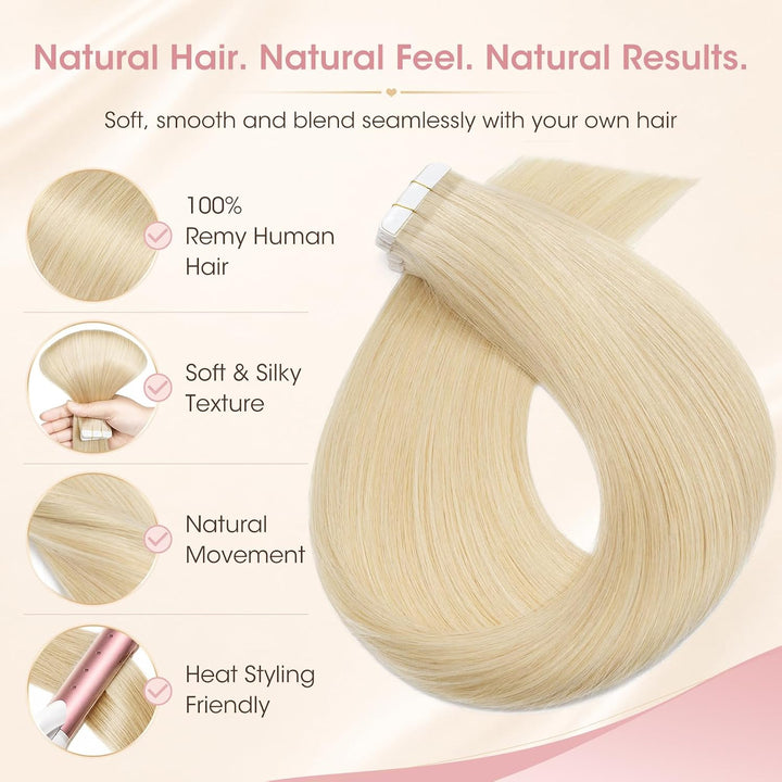 Silk-co Tape in Extensions Echthaar 30g, 20stk leicht Tape Extensions Echthaar, Remy Haarverlängerun