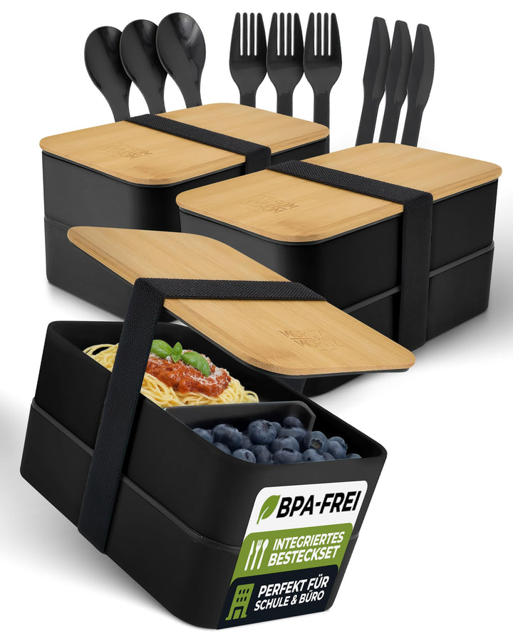 Moritz & Moritz 3er Set Bento Box Japanisch - Perfekte Lunchbox für Erwachsene und Kinder - Brotdose