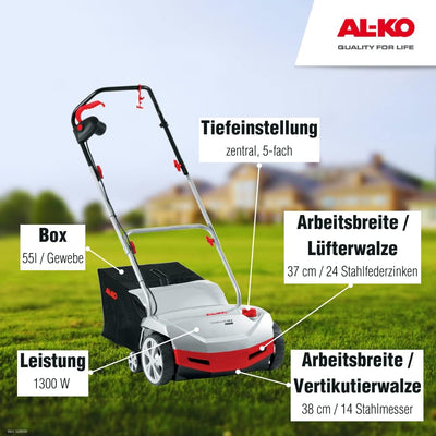 AL-KO Elektro-Vertikutierer Combi Care 38 E Comfort, 38 cm Arbeitsbreite, 1300 Watt Motorleistung, i