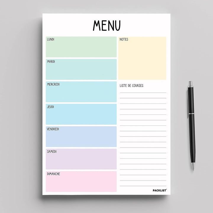 Planificateur de Repas Hebdomadaire et Liste de Courses - Planificateur de Nourriture 52 feuilles po
