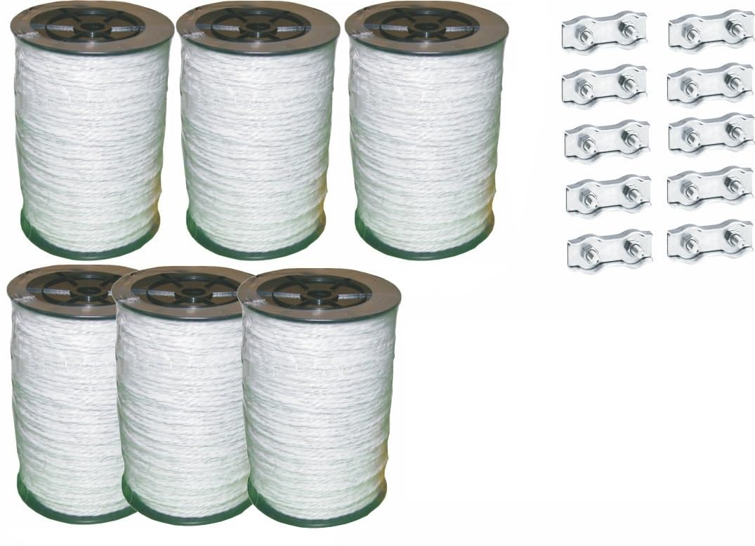 1200m Weidezaunseil + 10x Seilverbinder + 1x Warnschild Weidezaun Kordel NEU