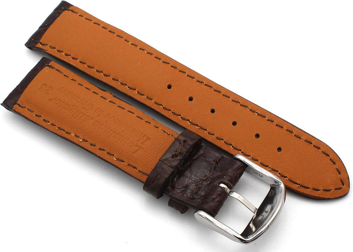 20mm XS Damenlänge Echt Alligator Vintage hangemacht in Deutschland Uhrenarmband Dunkel braun
