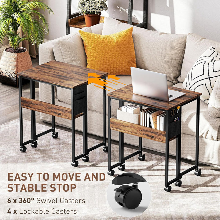 HOMCOM Klapptisch mit Ablagefach und Tasche, 63 cm Faltbarer Computertisch für kleine Räume, platzsp