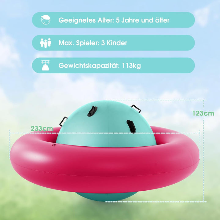 COSTWAY Aufblasbare Kuppelwippe für Kinder, 223 cm grosse Kinderwippe zum Rollen, Neigen, Klettern &