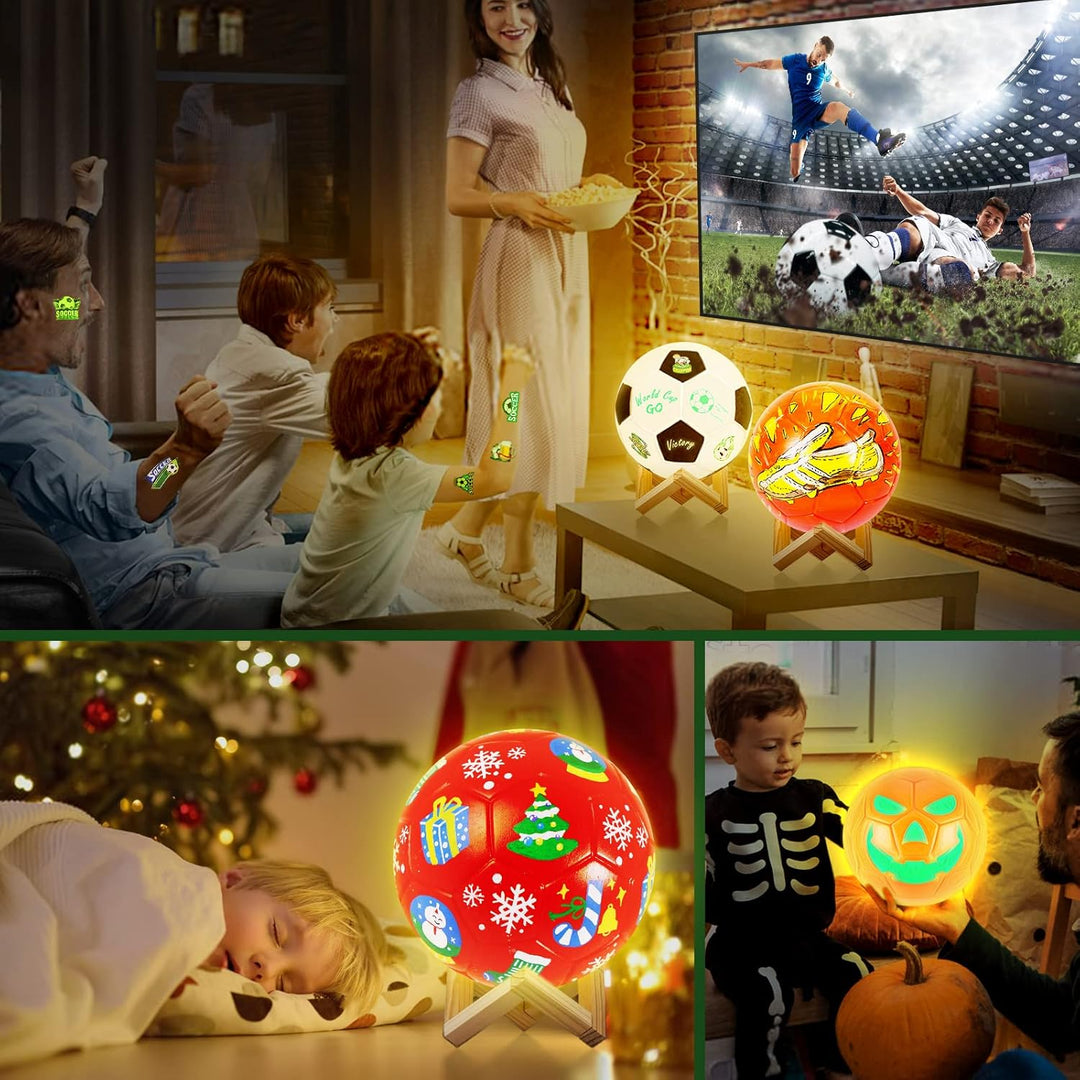 Fussball Geschenke Jungen 6-12 Jahre, DIY 3D Fussball Lampe Malset für Kinder, Bastelset Kinder ab 6