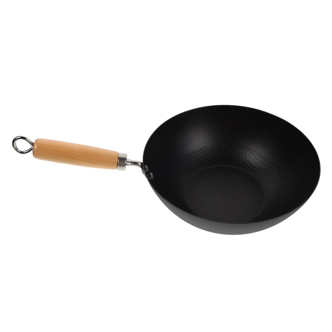 MAGICLULU Kleiner Schmiedeeiserner Wokpfanne 24cm ohne Beschichtung für Induktionsherd Hitzebeständi