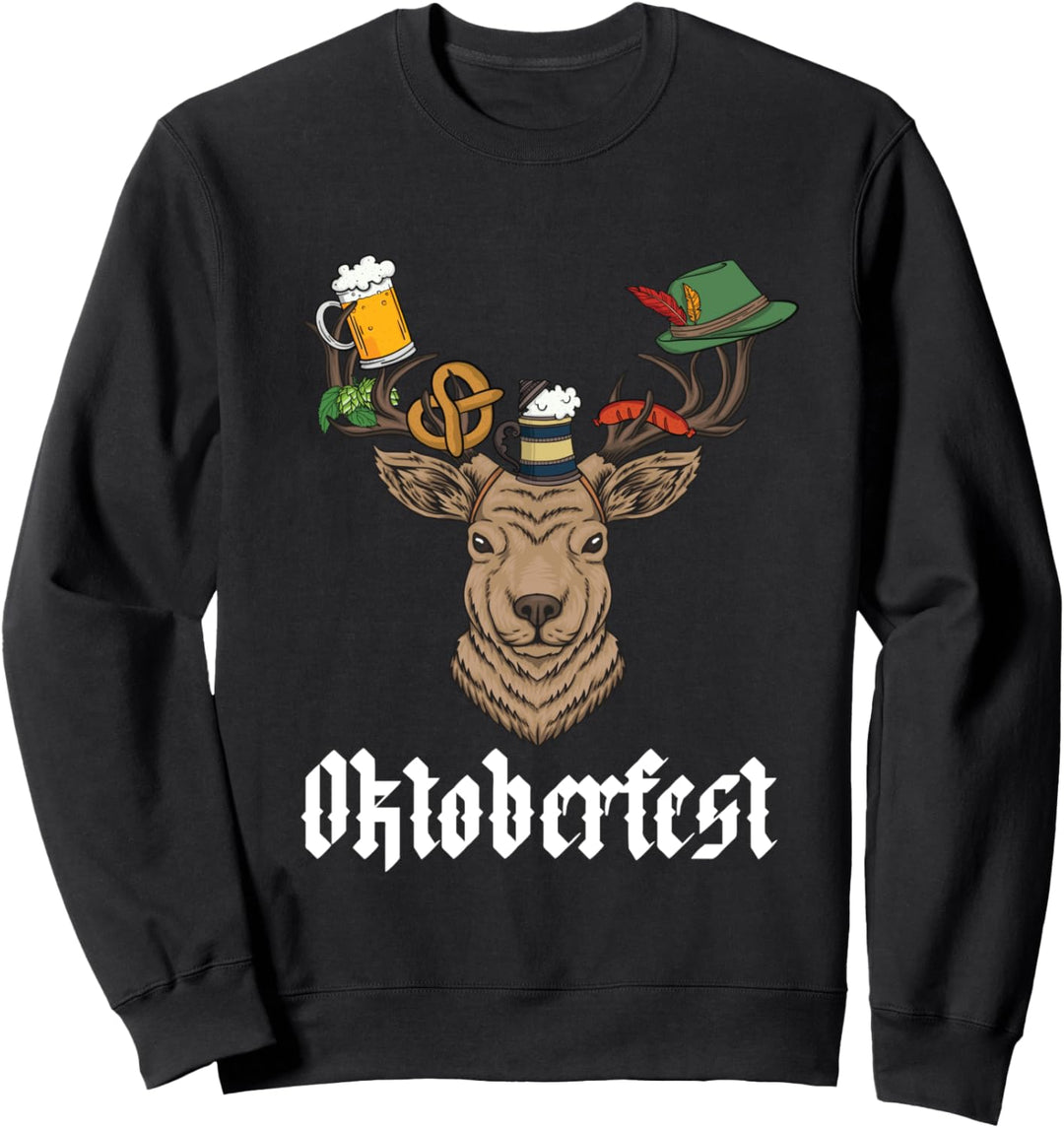 Oktoberfest Hirsch Bretzel Wurst Bierkrug Deutsches Bierfest Sweatshirt
