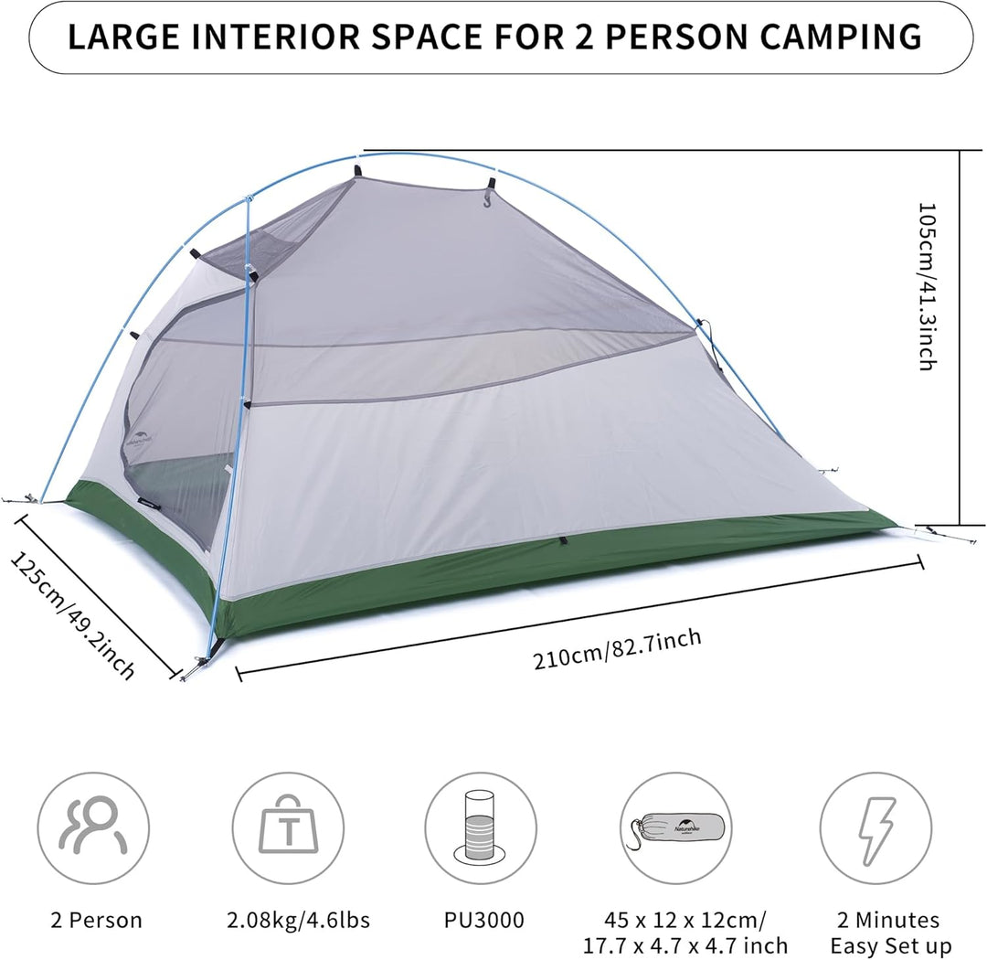 Naturehike Cloud Up Pro/Base/UL/EXT Zelt 2 Person Leichtes Campingzelt, Einfacher Aufbau Winddicht &