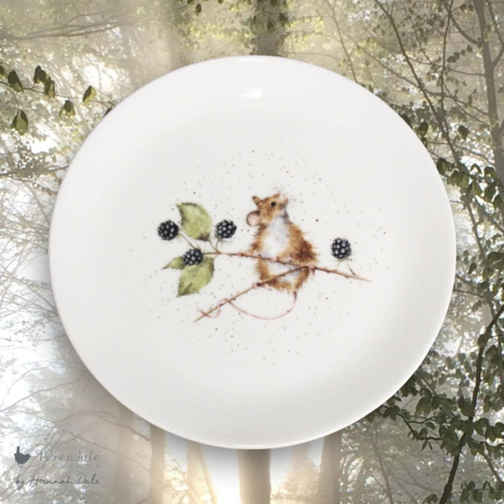 440s Wrendale Designs Porzellan-Kuchenteller Brombeer-Maus ca. 20,5 cm D Dessert-Platte Frühstück mi