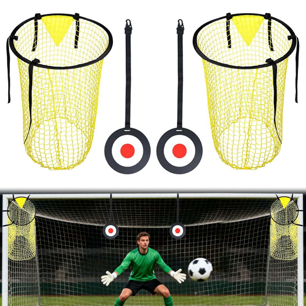2 Stück Fussballtor Zielnetz Con 2 Objetivo Colgante, Fussball Ziel, Tasche Ecke Schiessen Ziele, Fu