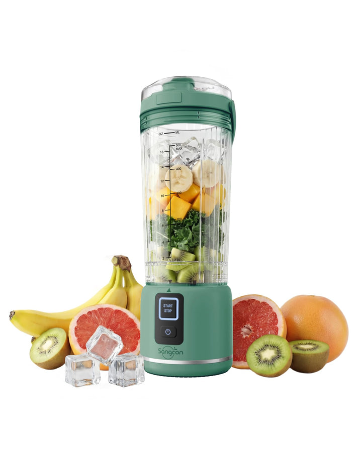 Sangcon Tragbarer Mixer 500ml, Smoothie Maker USB Wiederaufladbar, Mini Standmixer für Fitness, Camp