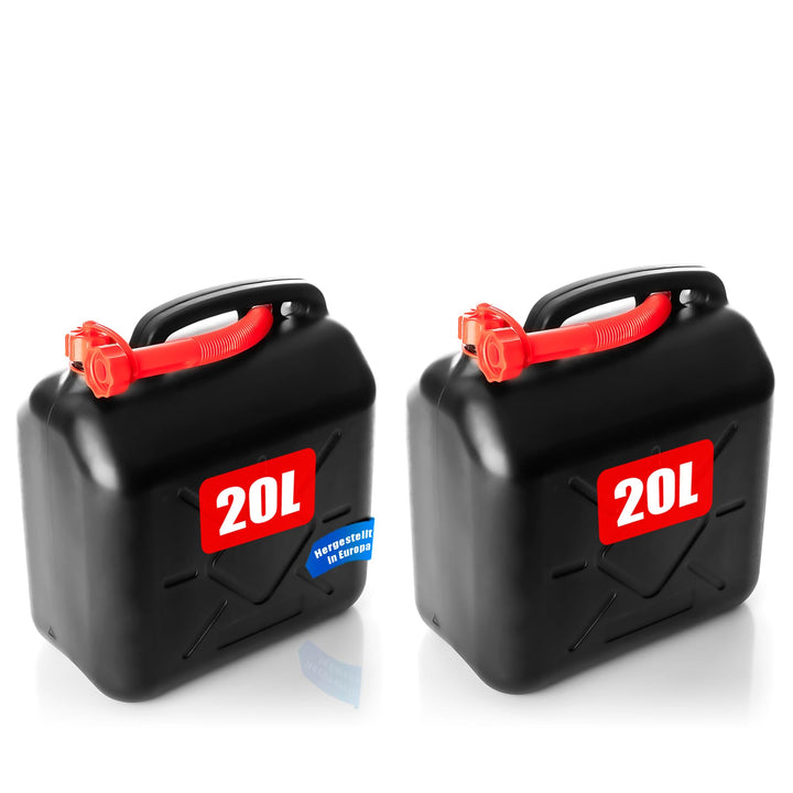 BigDean 2x Benzinkanister 20L mit flexiblem Ausgiesser - Kraftstoffkanister für Benzin &amp; Diesel - ha