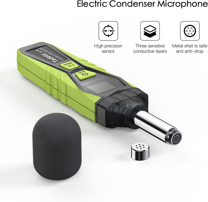 Schallpegelmessgerät, Tadeto Digital Tragbare Schallpegelmesser 30dB bis 130dB mit LCD-Display A/C G