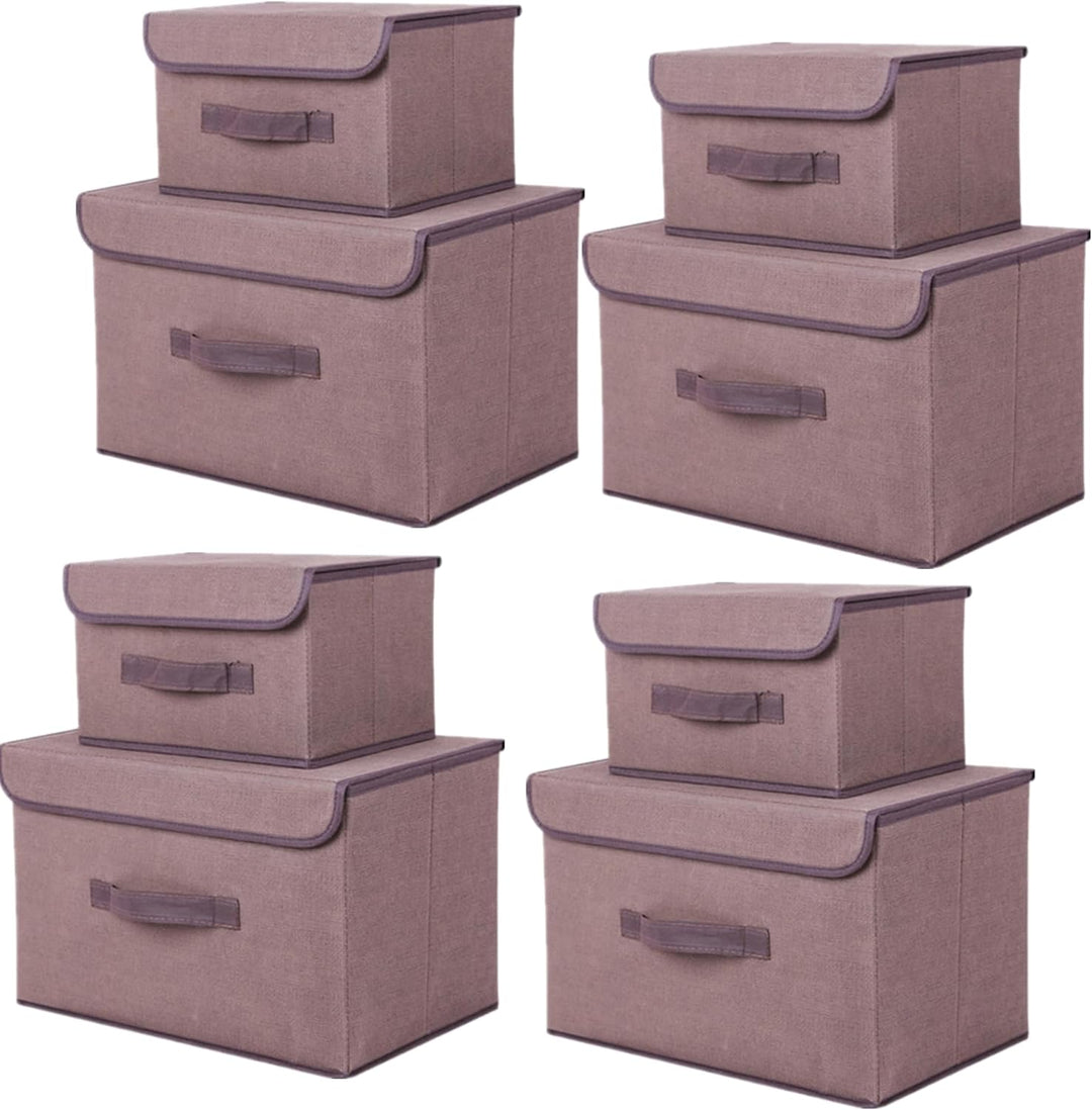 NCRGB 8 Stück Stoff Faltbare Aufbewahrungsboxen mit Deckel(36cm/4 Pack+26cm/4 Pack) Stoffaufbewahrun