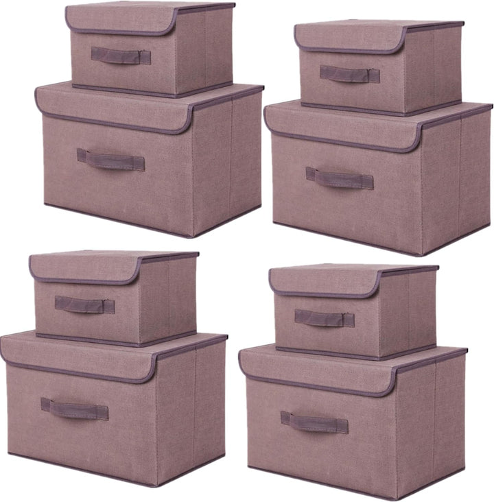 NCRGB 8 Stück Stoff Faltbare Aufbewahrungsboxen mit Deckel(36cm/4 Pack+26cm/4 Pack) Stoffaufbewahrun