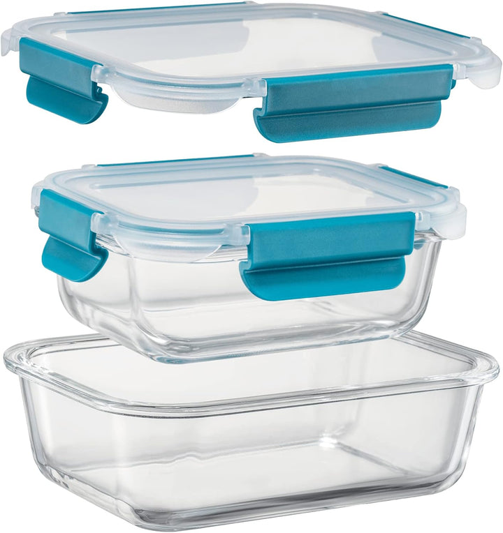 Glas-Frischhaltedosen Set Meal Prep Boxen für Lebensmittel,18 Teile (9 Behälter,9 Transparente Decke