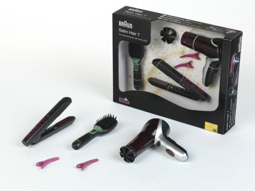 Theo Klein 5871 Braun Satin Hair 7 Frisierset, Interaktives Motorik-Spielzeug im Lizenz-Design, Offi