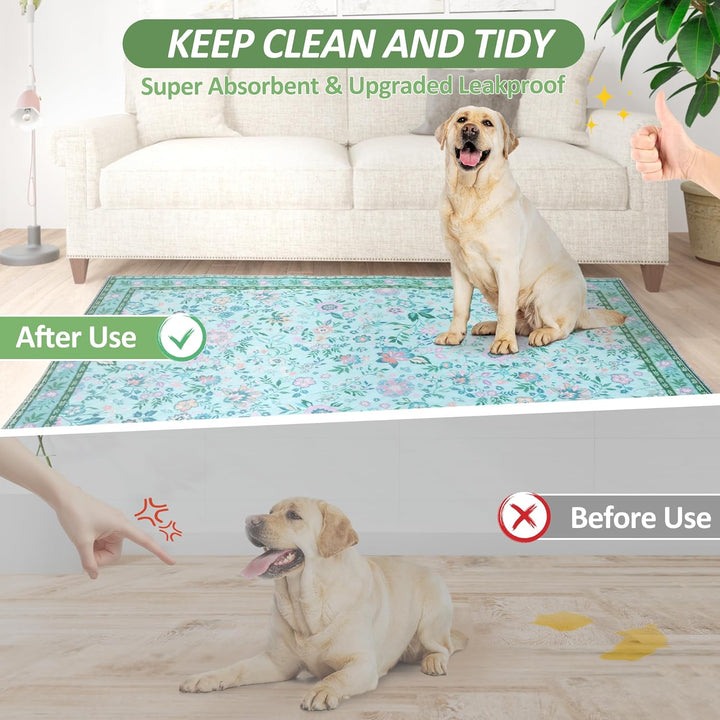 Baodan Welpen Unterlagen Waschbar, 2 Pack PIPI Matten für Hunde mit Blumenmuster inkontinenzunterlag