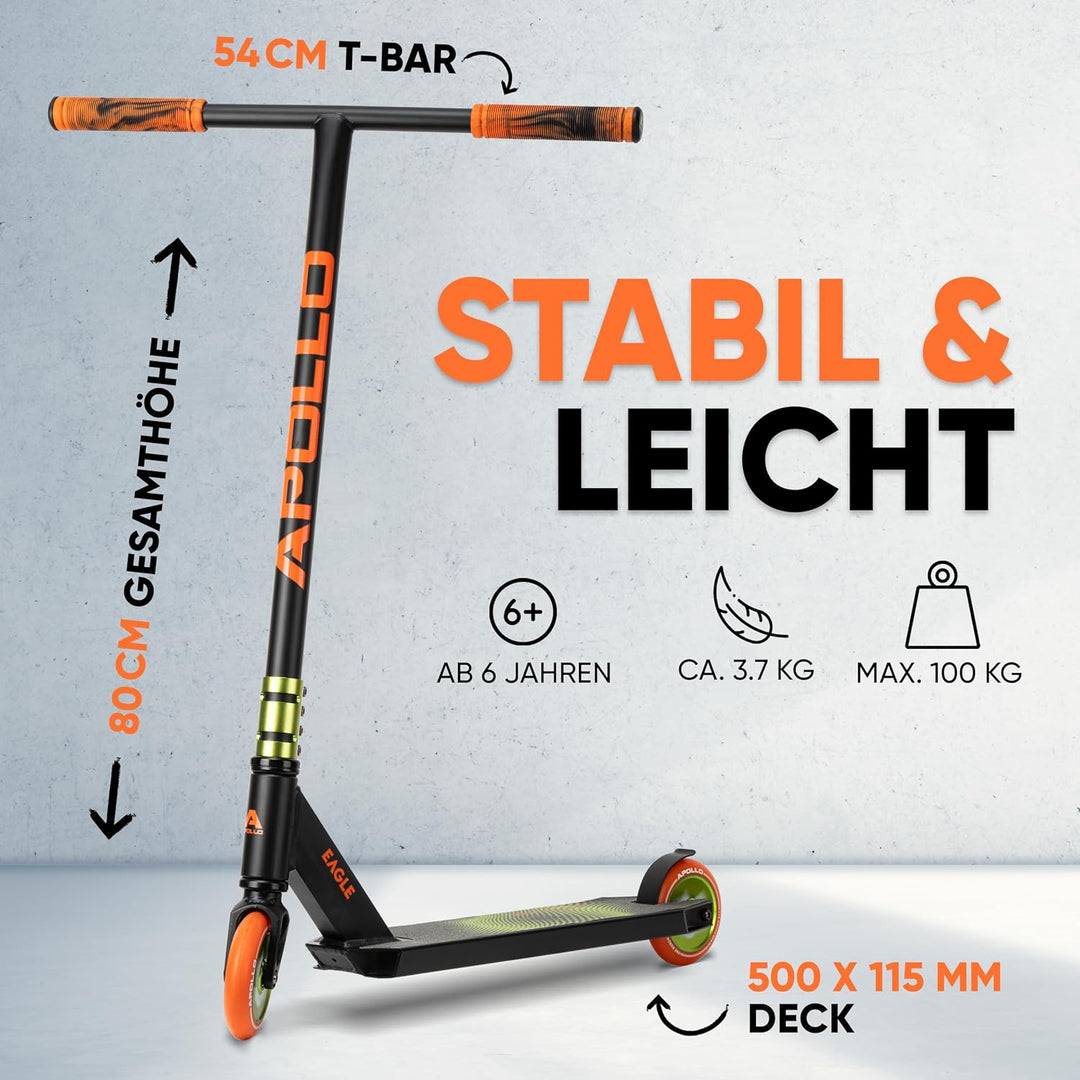 Apollo Stunt Scooter - Eagle, eloxierter Profi Stuntroller, Kinder Scooter mit ABEC 9 Kugellagern, 1