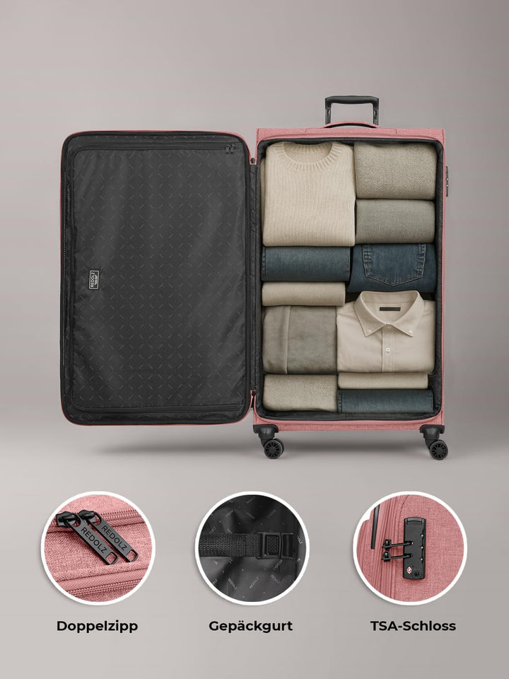 REDOLZ XL Jumbo 4-Rollen Koffer sehr gross 52 x 30 x 90 cm [Sondergrösse] Check-in Trolley mit TSA-S