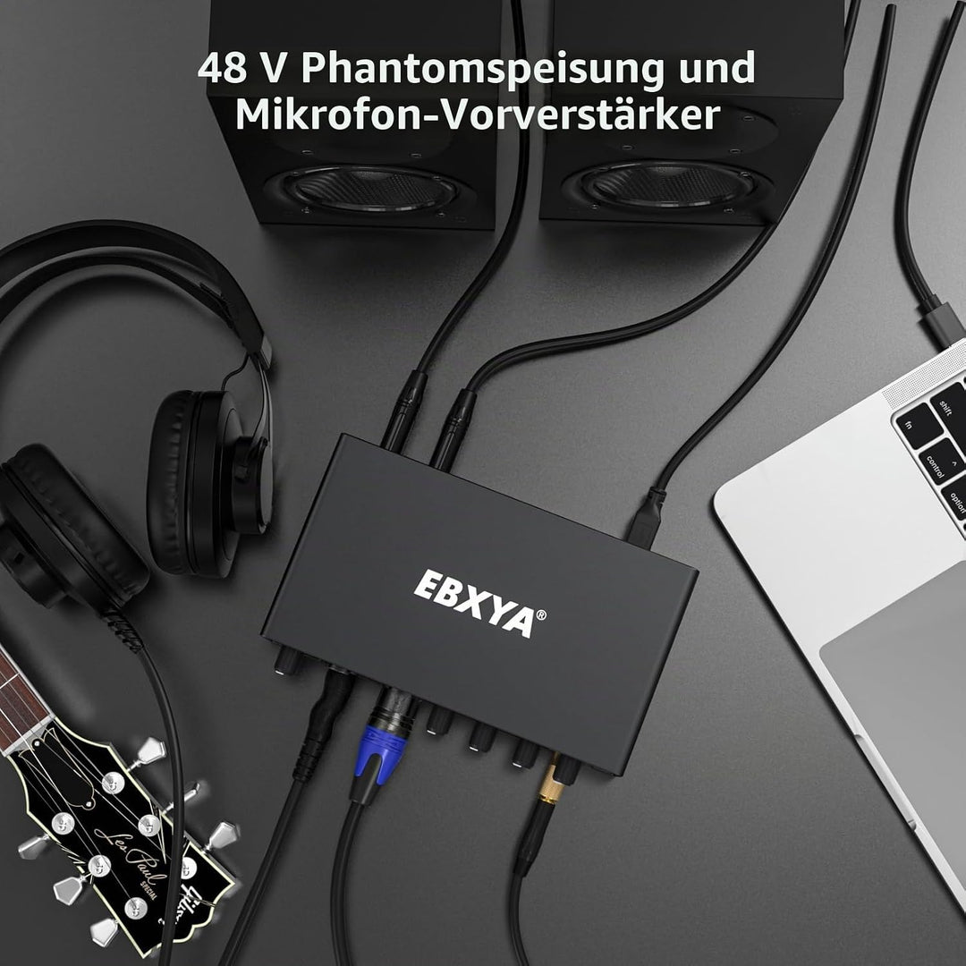 USB Audio Interface, EBXYA 24-Bit/192 kHz USB Soundkarte für Mac, PC, Phone, Mit MIC/XLR/Line Eingän
