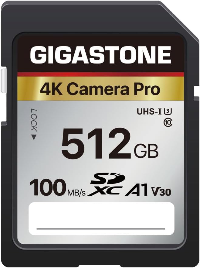 Gigastone SDXC-Speicherkarte, 512 GB, 4 K Kamera Pro Serie, Übertragungsgeschwindigkeit bis zu 100 M