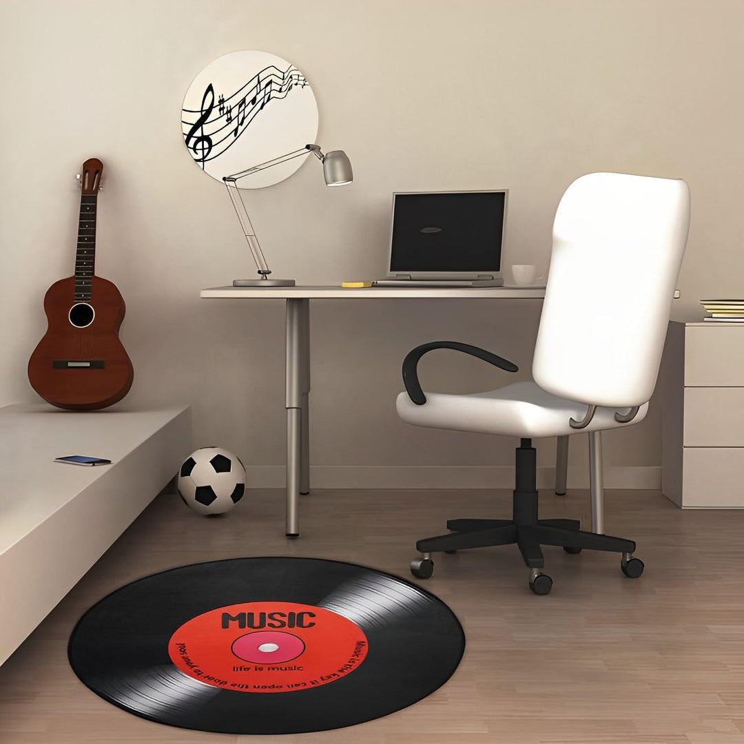 KRIPINC Teppich Rund Schallplatte, Teppich Vinyl, 3D Teppich, Teppich Rund 120, Teppich Kurzflor, Te