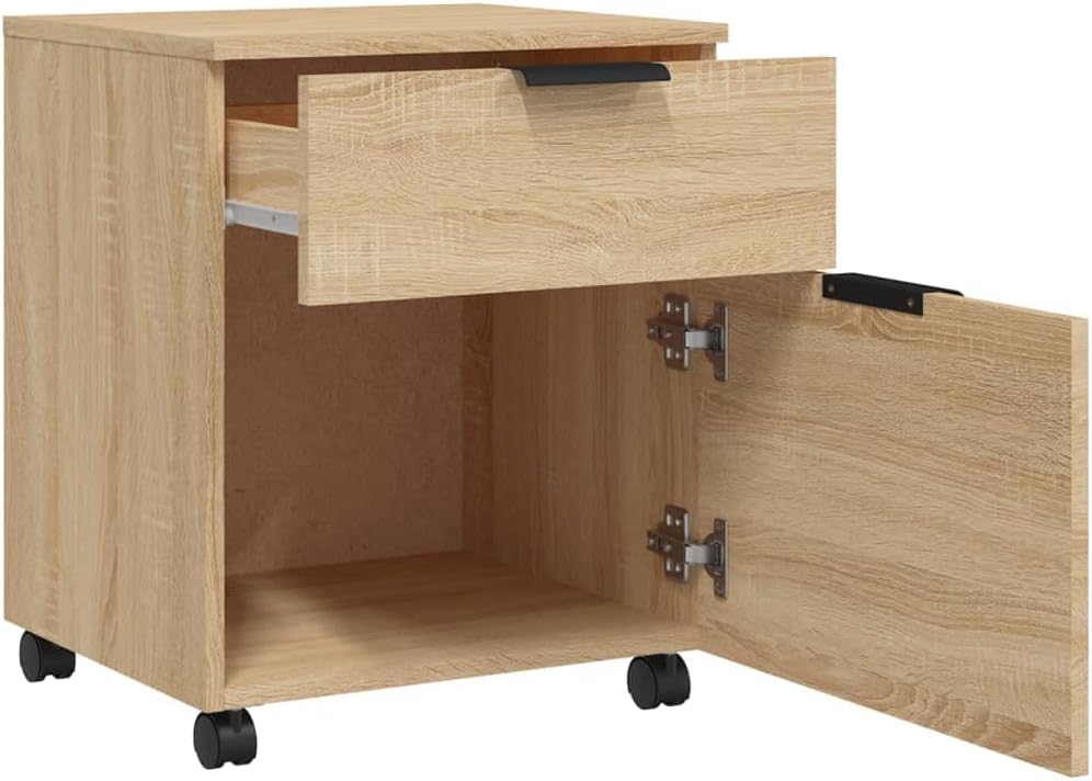 Willood Mobiler Aktenschrank mit Rollen Sonoma-Eiche 45x38x54cm Schreibtischschrank, Schreibtischorg