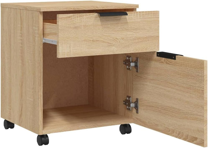 Willood Mobiler Aktenschrank mit Rollen Sonoma-Eiche 45x38x54cm Schreibtischschrank, Schreibtischorg