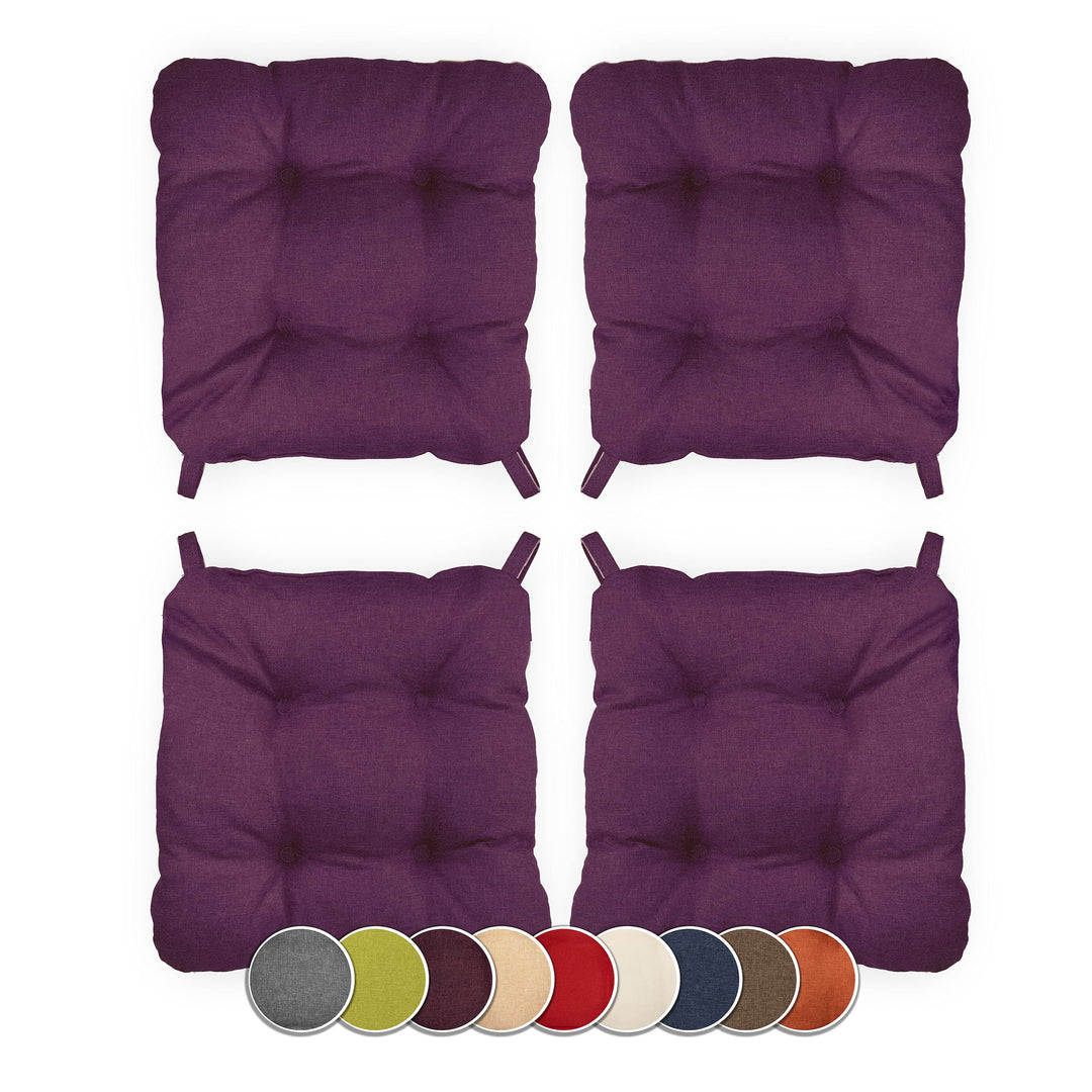 sunnypillow 4er Set Stuhlkissen mit Klettverschluss Masse: 40 (vorne) | 35 (hinten) x 40 x 8 cm Pols