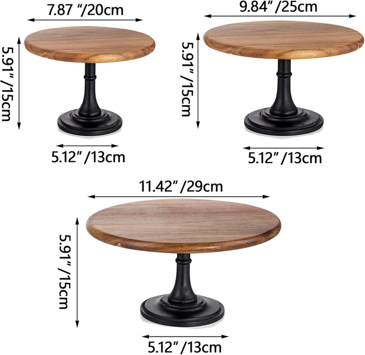 NUPTIO Tortenständer aus Holz 3er-Set: Rustikaler Ständer für Kuchen Hochzeit Dessert Ständer Holz-T