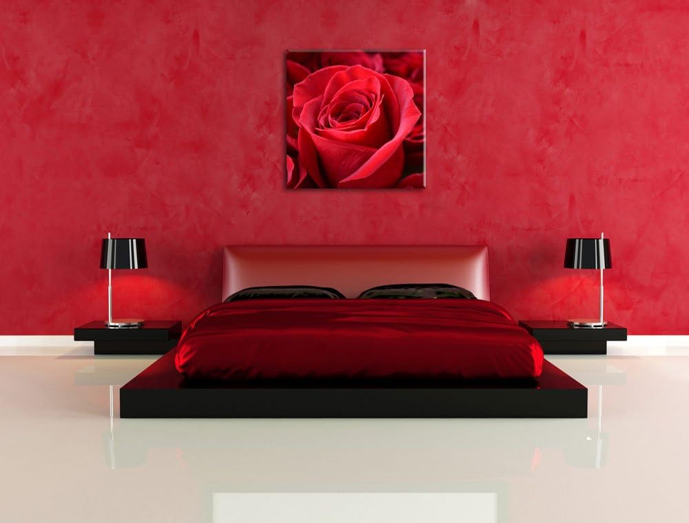 Romantische Rosen, Format: 70x70 auf Leinwand, XXL riesige Bilder fertig gerahmt mit Keilrahmen, Kun