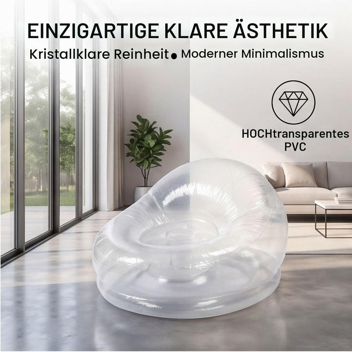 Sxhlseller Transparenter Aufblasbarer Sessel, Klarer Luftsofa Sitzsack für Innen &amp; Aussen, Ergonomis